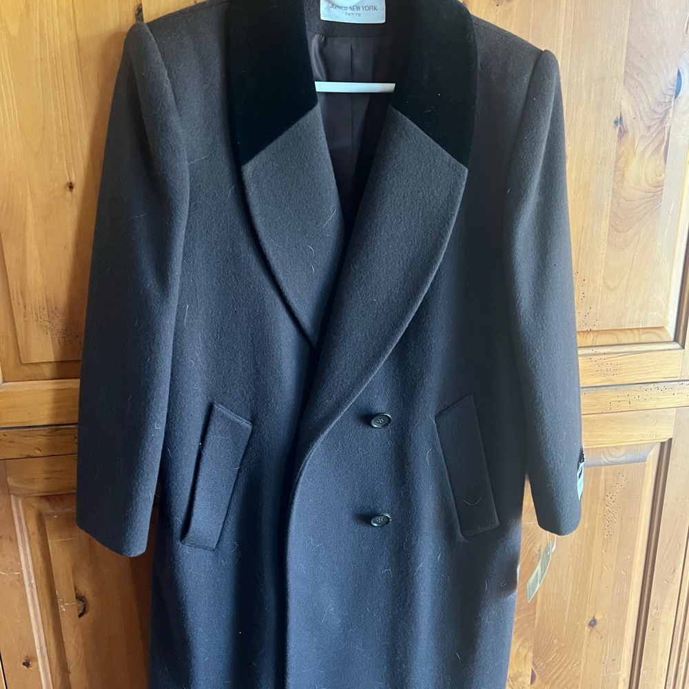 Jones New York Black Wool Trench Coat